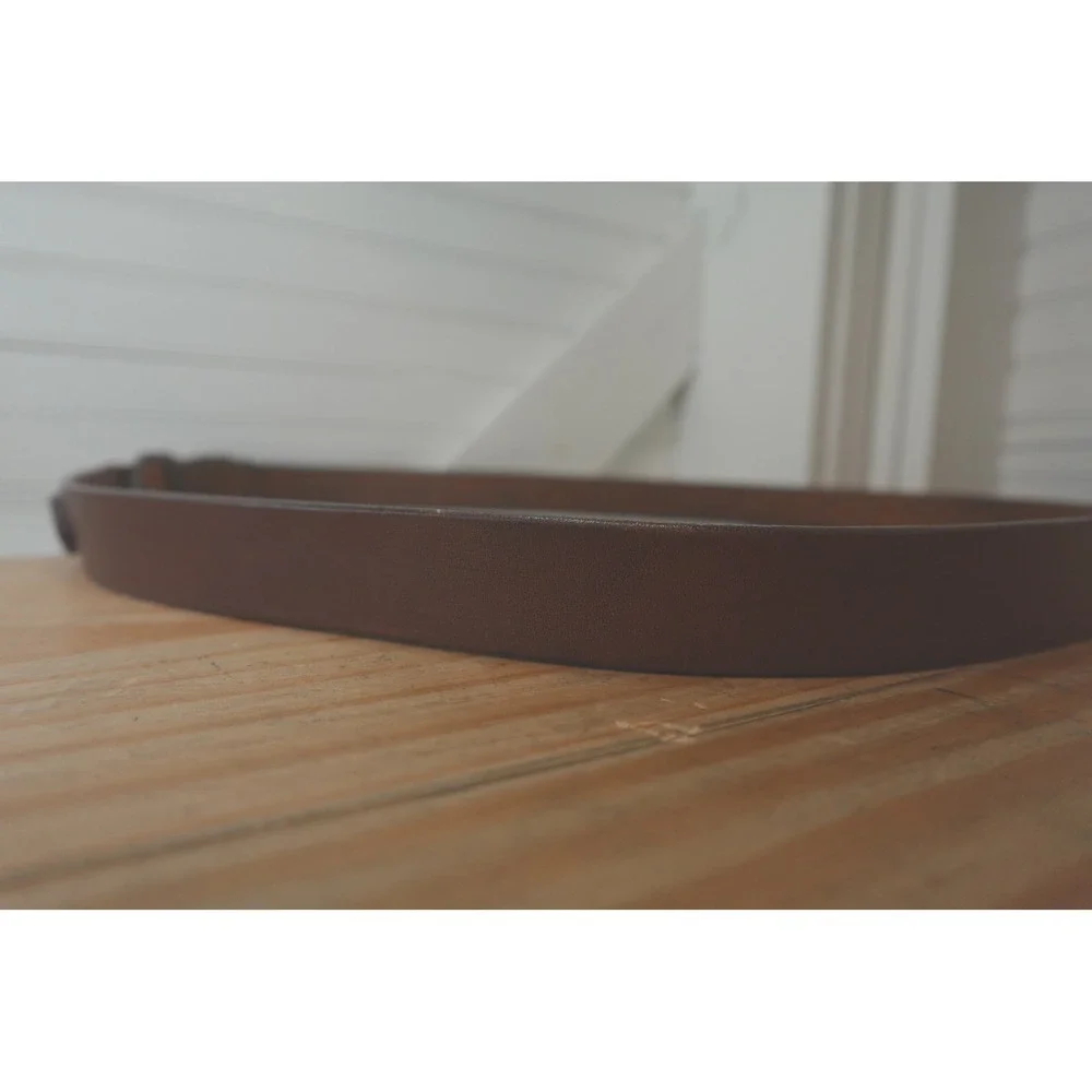 Men's Vintage Brown Leather Belt size 40 Brass Buckle Double Hitch Inner Outer